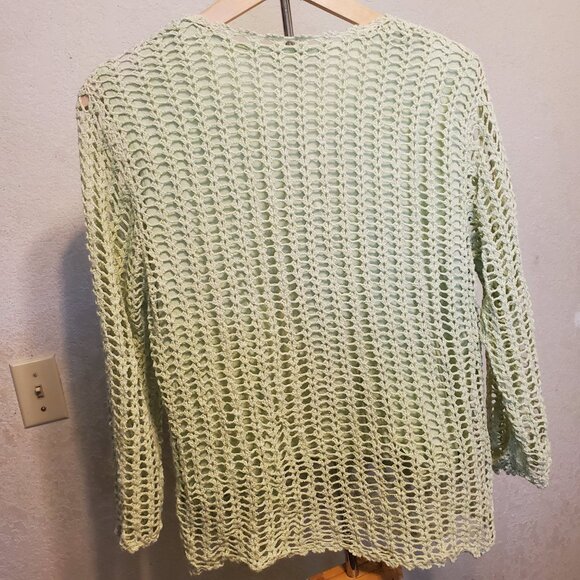 Croft and Barrow green crochet size XL long sleeves - Picture 2 of 12